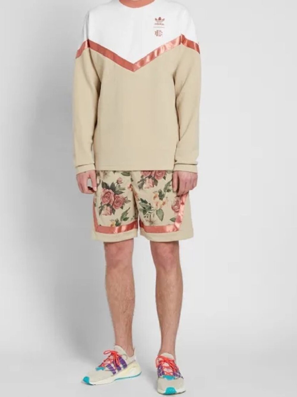 NWOT Adidas Consortium x Eric Emanuel Logo Shorts in‎ Khaki Floral ~ S